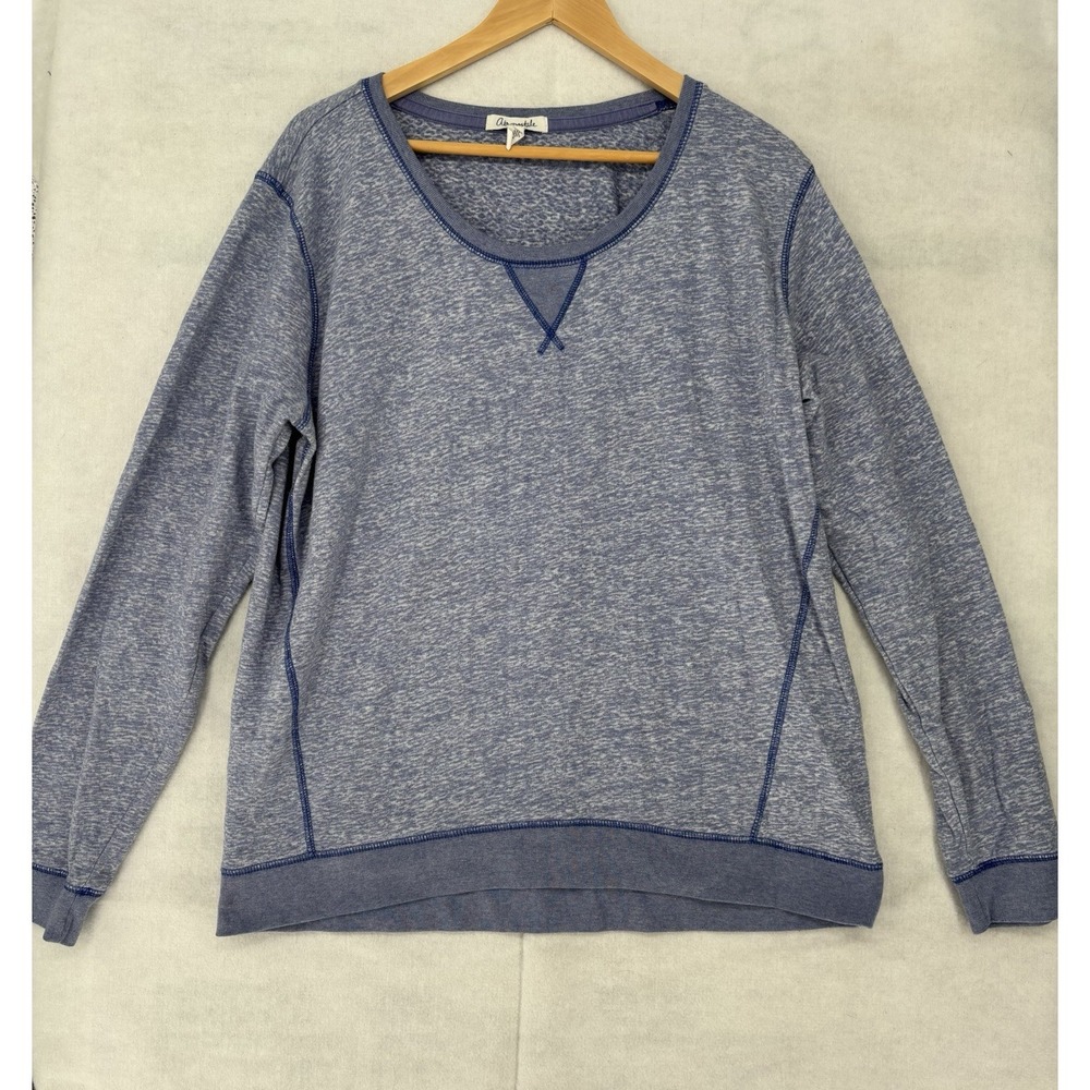 Aeropostale Blue Lightweight Sweatshirt Womens Sz XL Crew Neck Contrast Stitchin